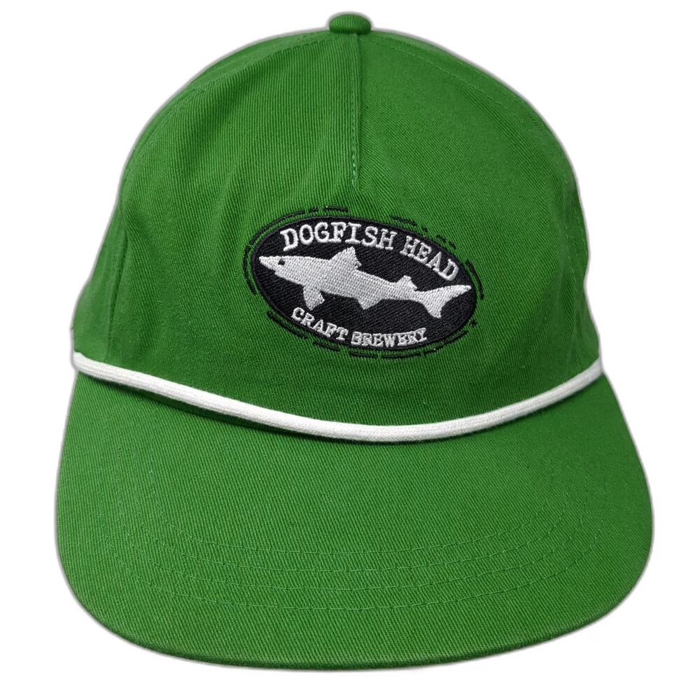 Dogfish Head Craft Brewery 5 Panel Green One Size Hat Rope Snapback Shark Logo